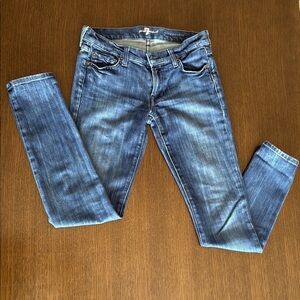 7 For All Mankind Skinny Blue Jeans with Modern Fading